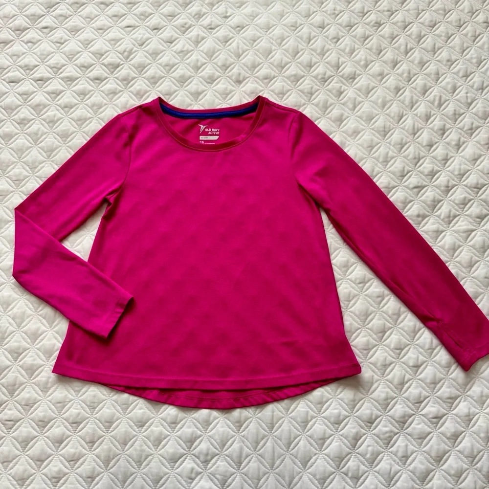 Old Navy Active Girls Go-Dry Crew Long Sleeve Shirt Pink Size Medium 8